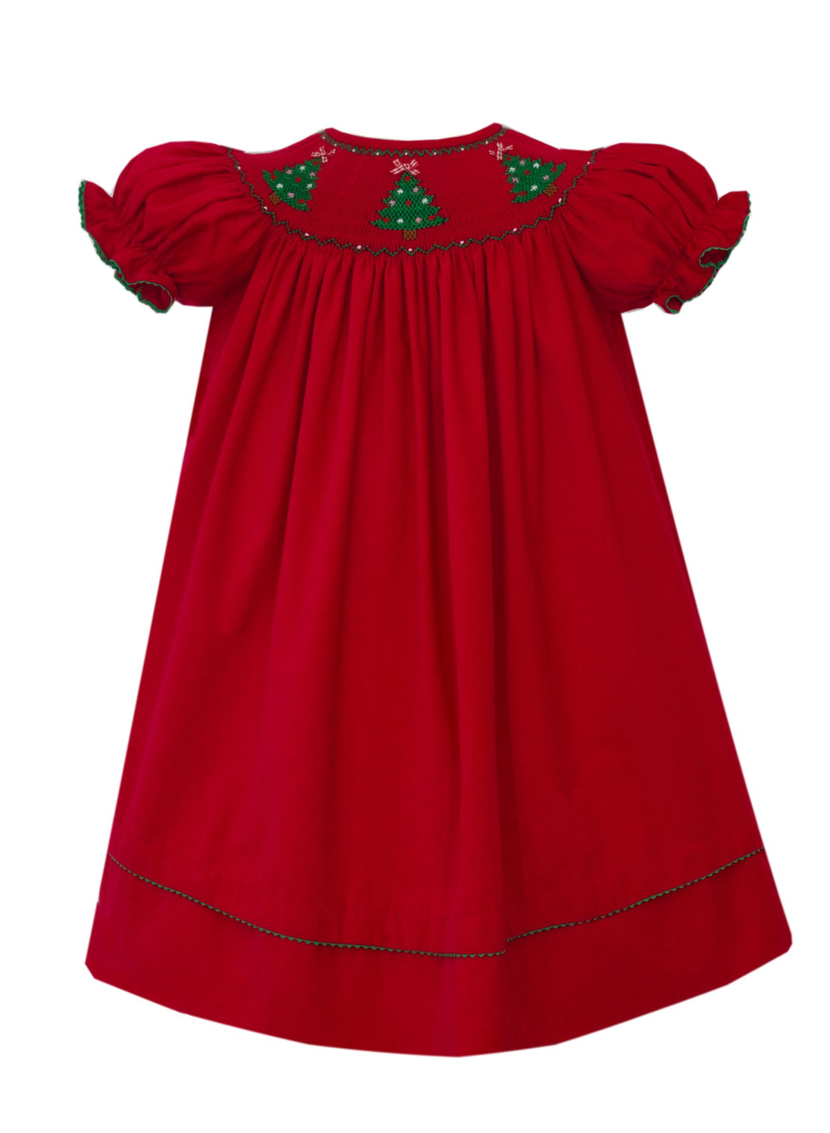 Anavini X´mas TREE GIRL´S - Red Corduroy bishop S/S