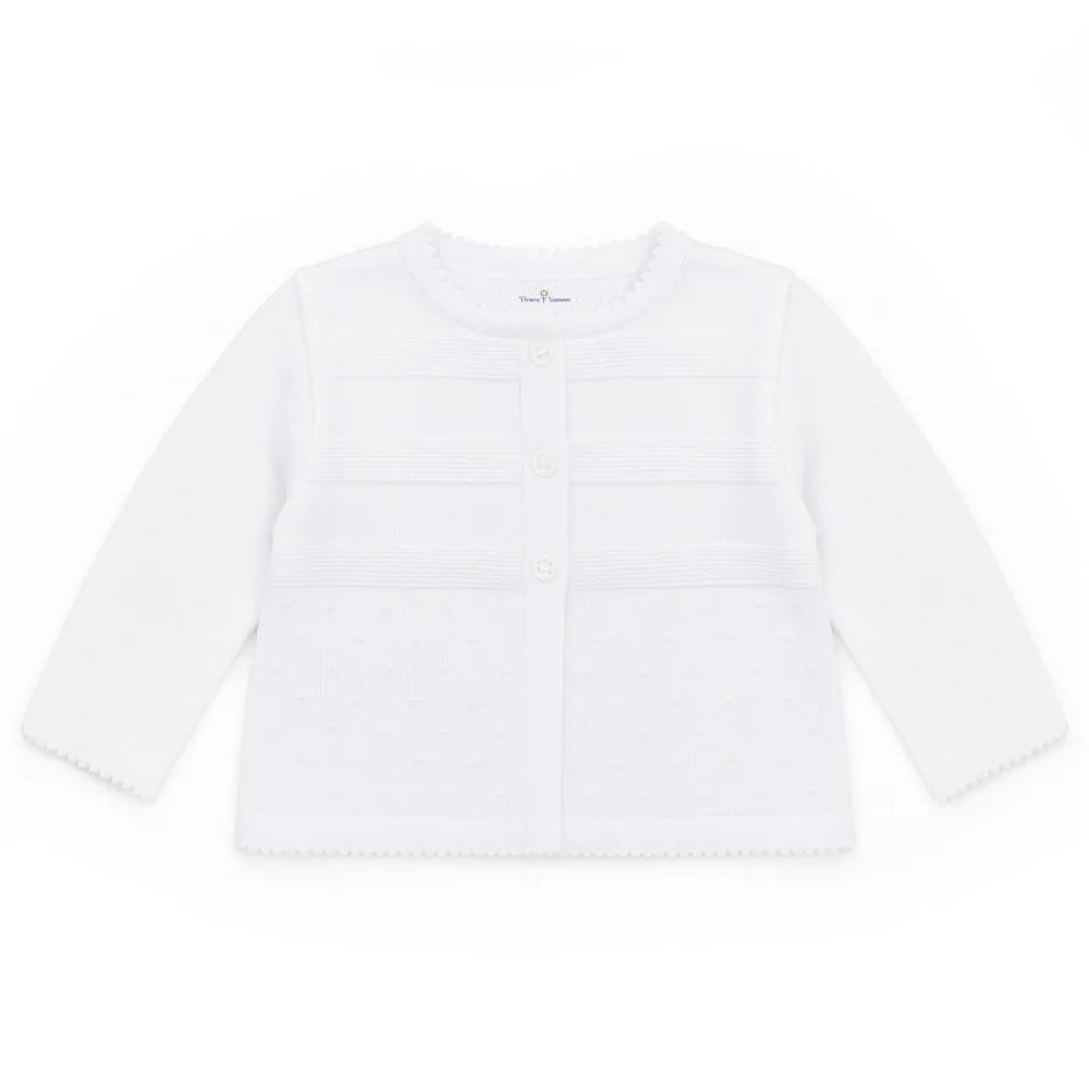 Florence Eiseman White Three Button Cardigan Sweater