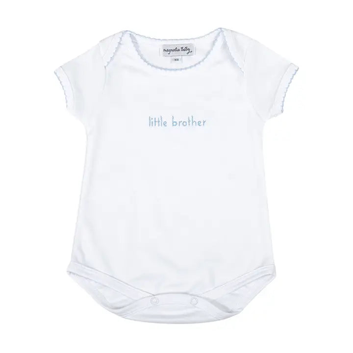 Magnolia Baby Little Brother and Sister Embroidered Short Sleeve Bodysuit