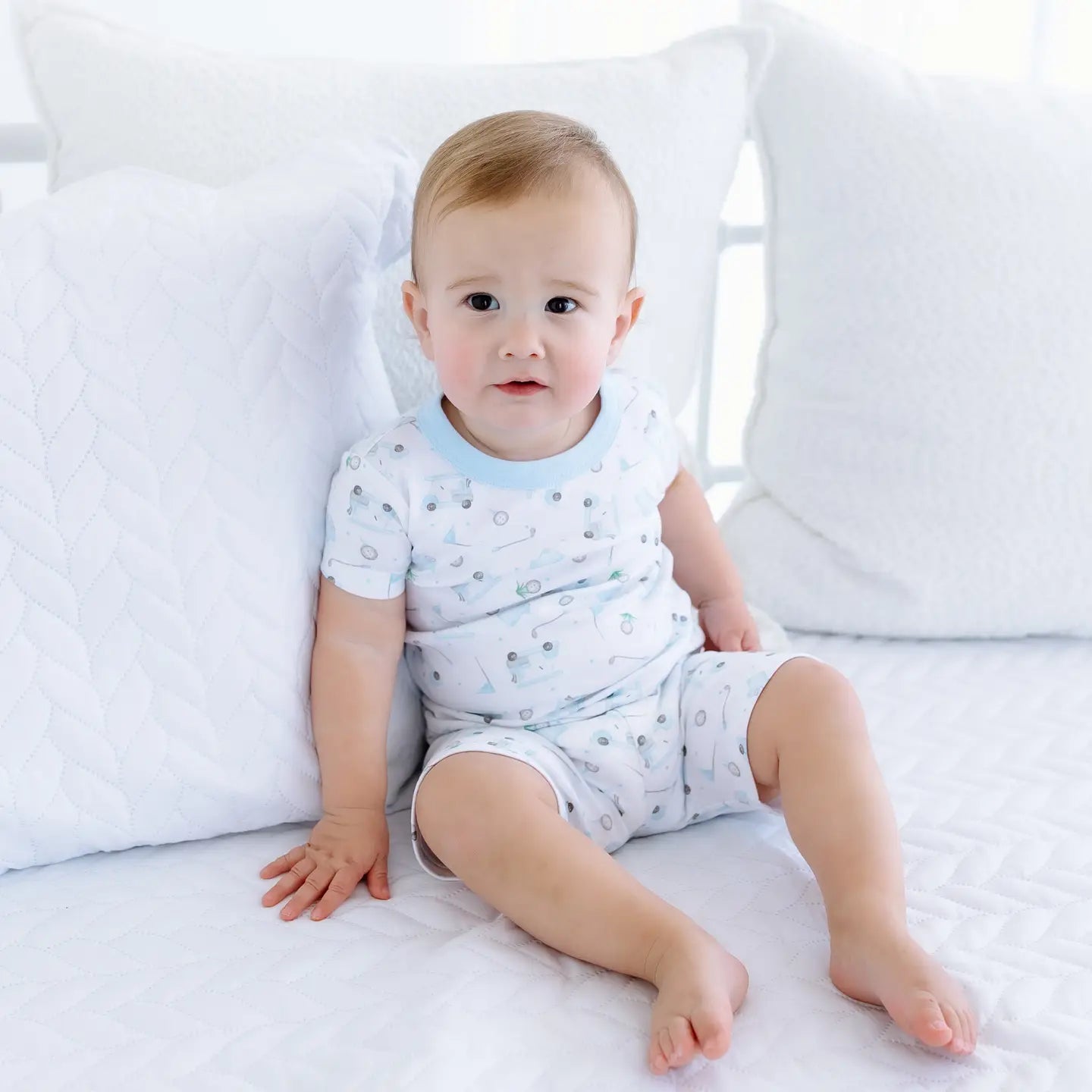 Magnolia Baby Little Golfer Short Pajamas- Light Blue