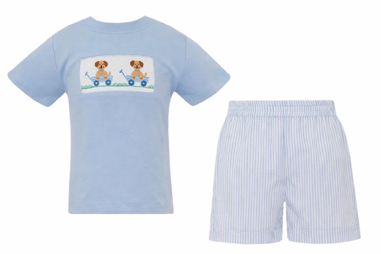 Anavini Puppies Smocked T-Shirt and Shorts Set