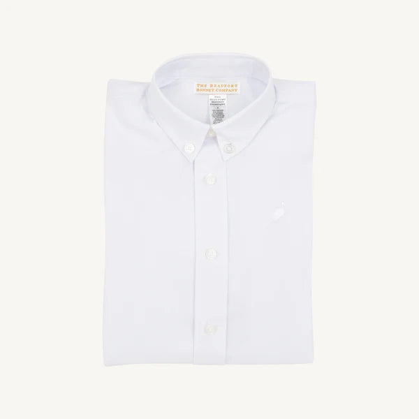 The Beaufort Bonnet Company Dean’s List Dress Shirt Worth Avenue White Oxford stork embroidery