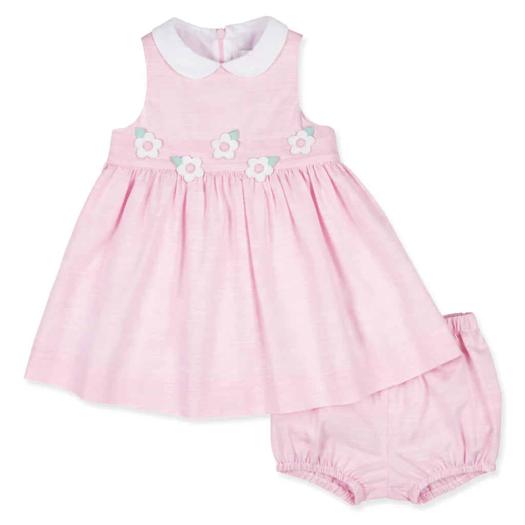 Florence Eiseman Linen-Look Dress & Bloomer With Flowers