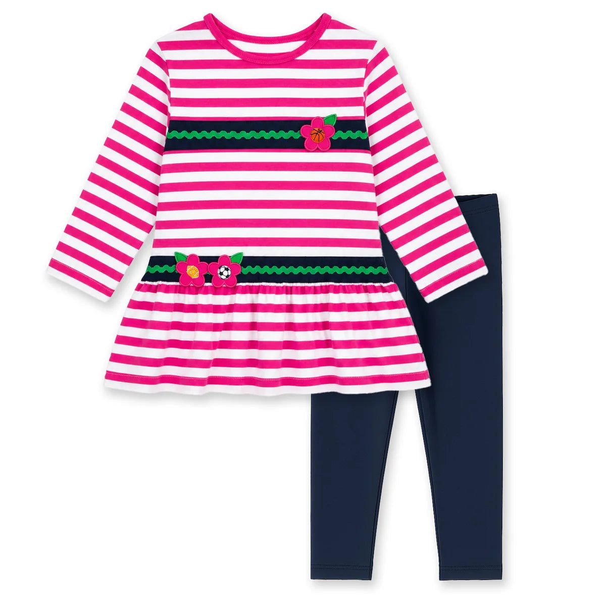 Florence Eiseman Stripe Knit Tunic with Sport Flowers and Leggings