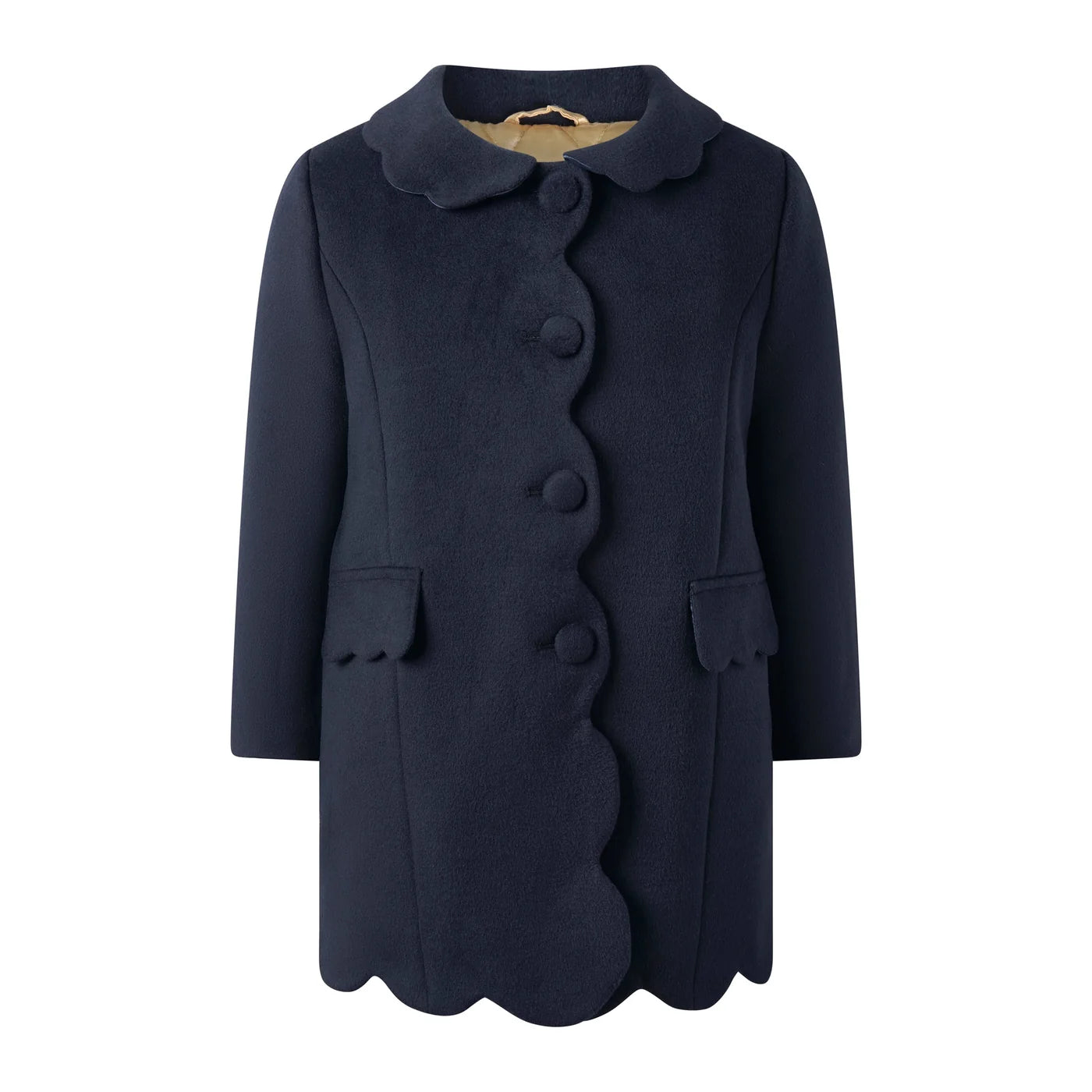 Rachel Riley Navy Scalloped Dress Coat