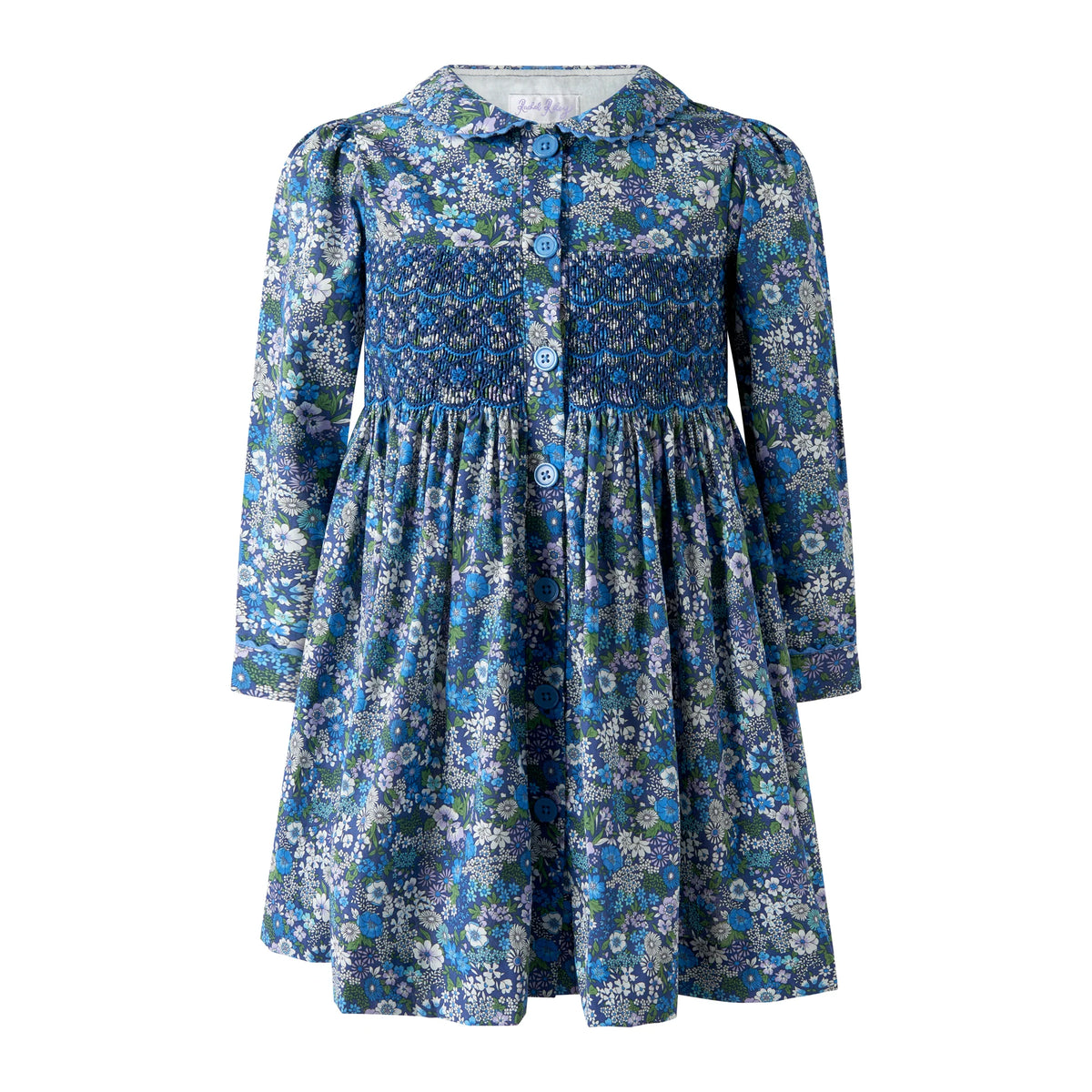 Rachel Riley Dahlia Smocked Button- Front Dress