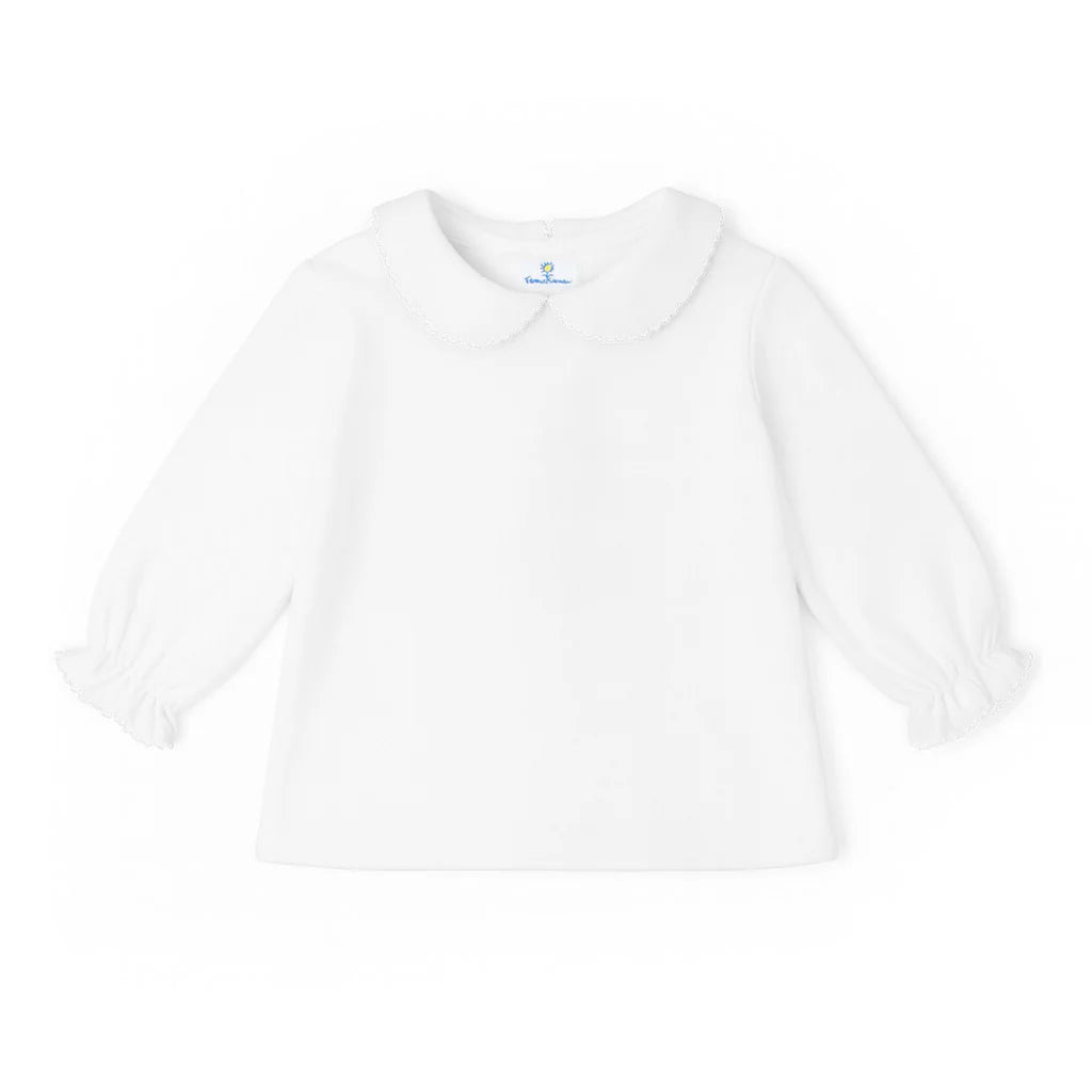 Florence Eisaman White Knit Blouse With White Picot
