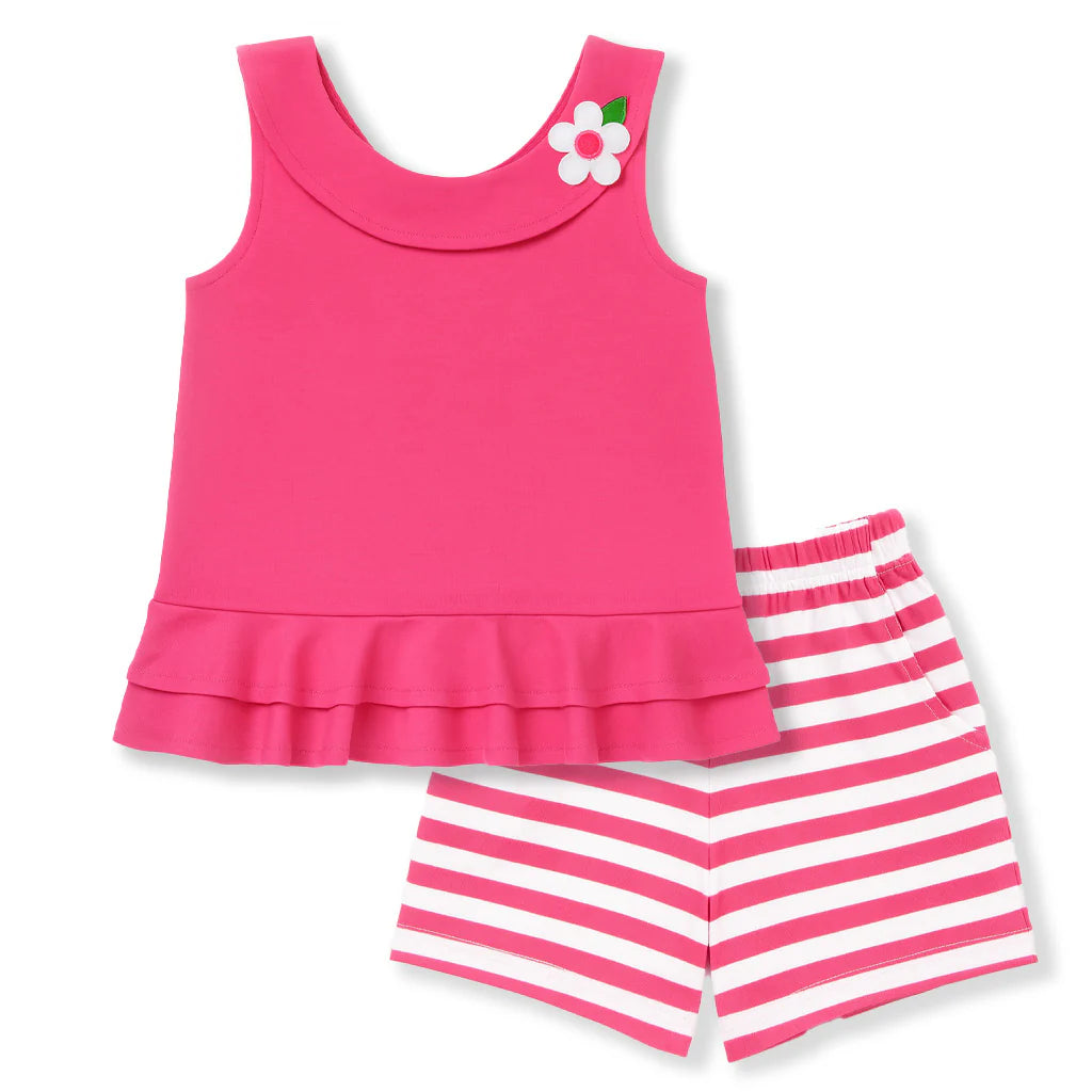 Florence Eiseman Knit Top With Flower And Short Set