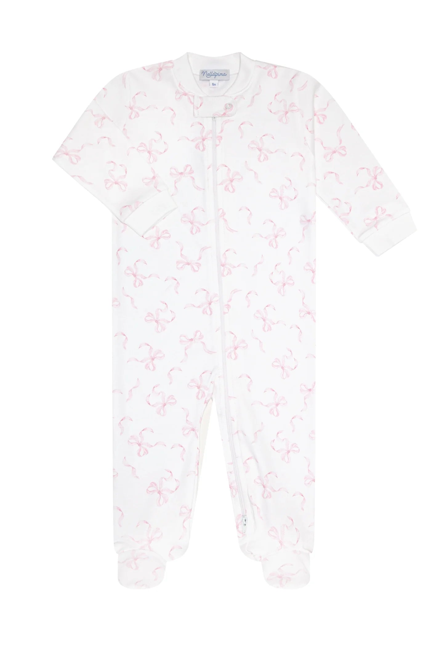 Nellapima Charming Bows Print Zipper Footie