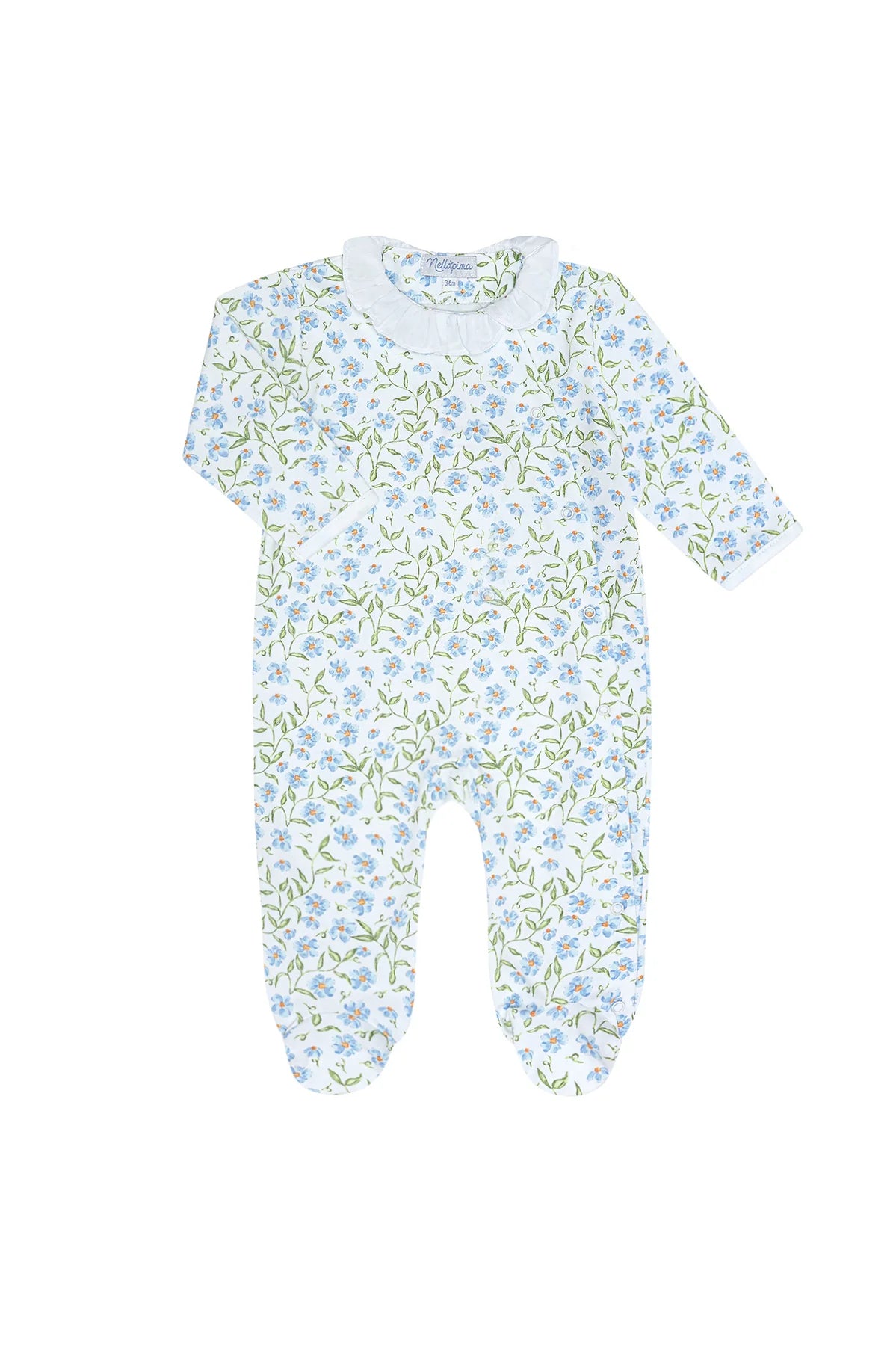 Nellapima Blue Vines Print Crossover Footie