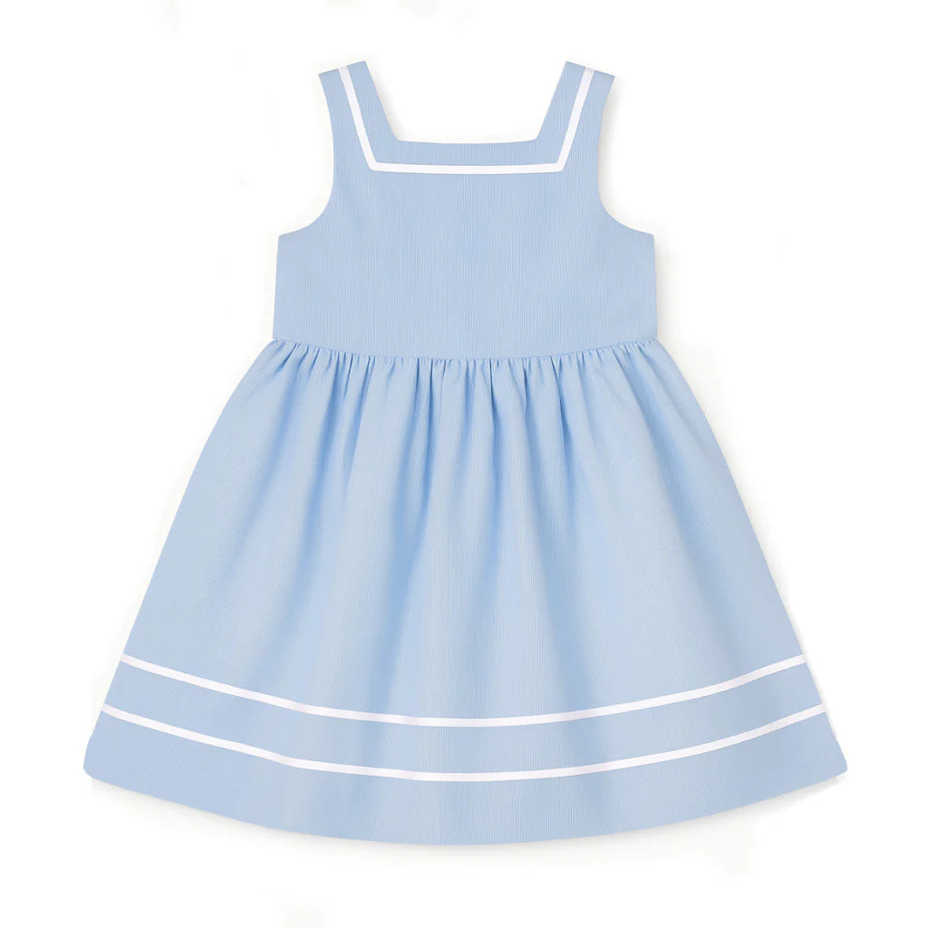 Florence Eiseman blue pincord girls dress with white trim