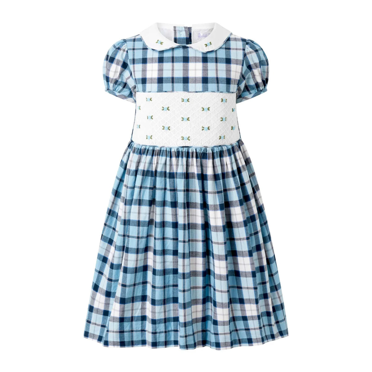 Rachel Riley Blue Check Smocked Dress