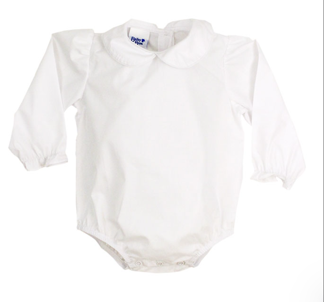 Bailey Boys White Girls Long Sleeve Button Back Onesie