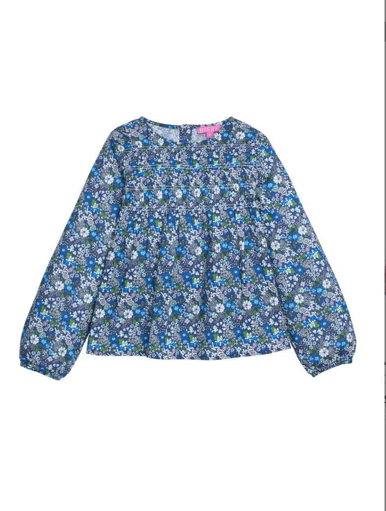 Bisby Anita Top- Brookline Blossoms Blue