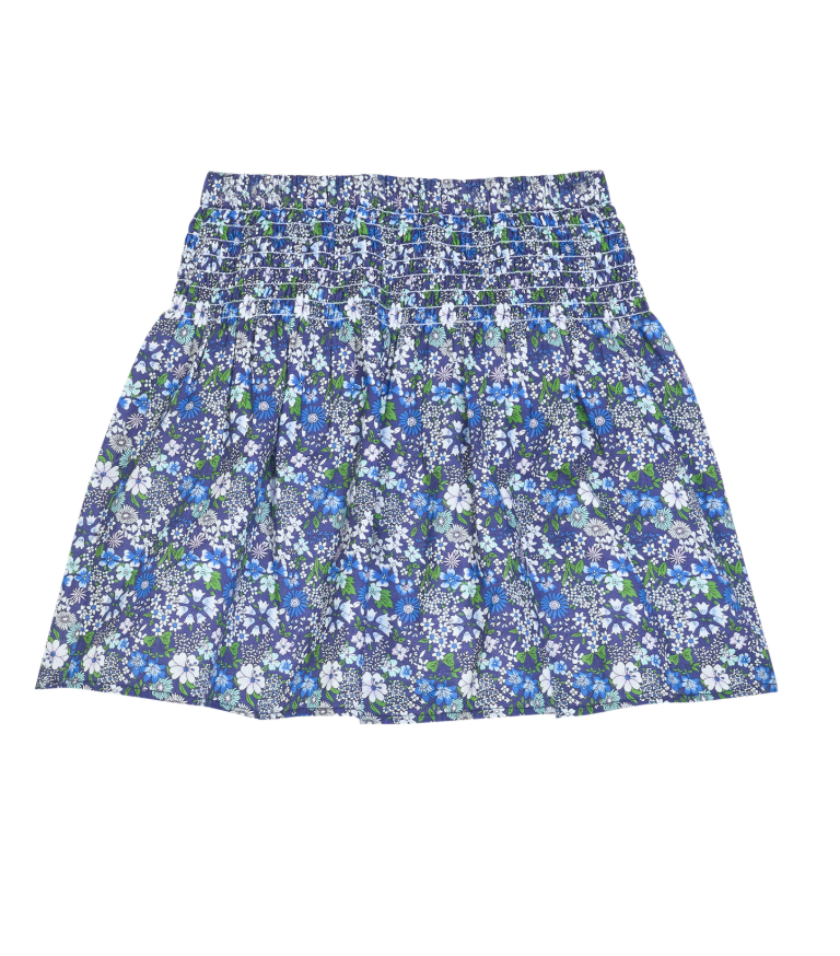 Bisby Shirred Circle Skirt- Brookline Blossoms Blue