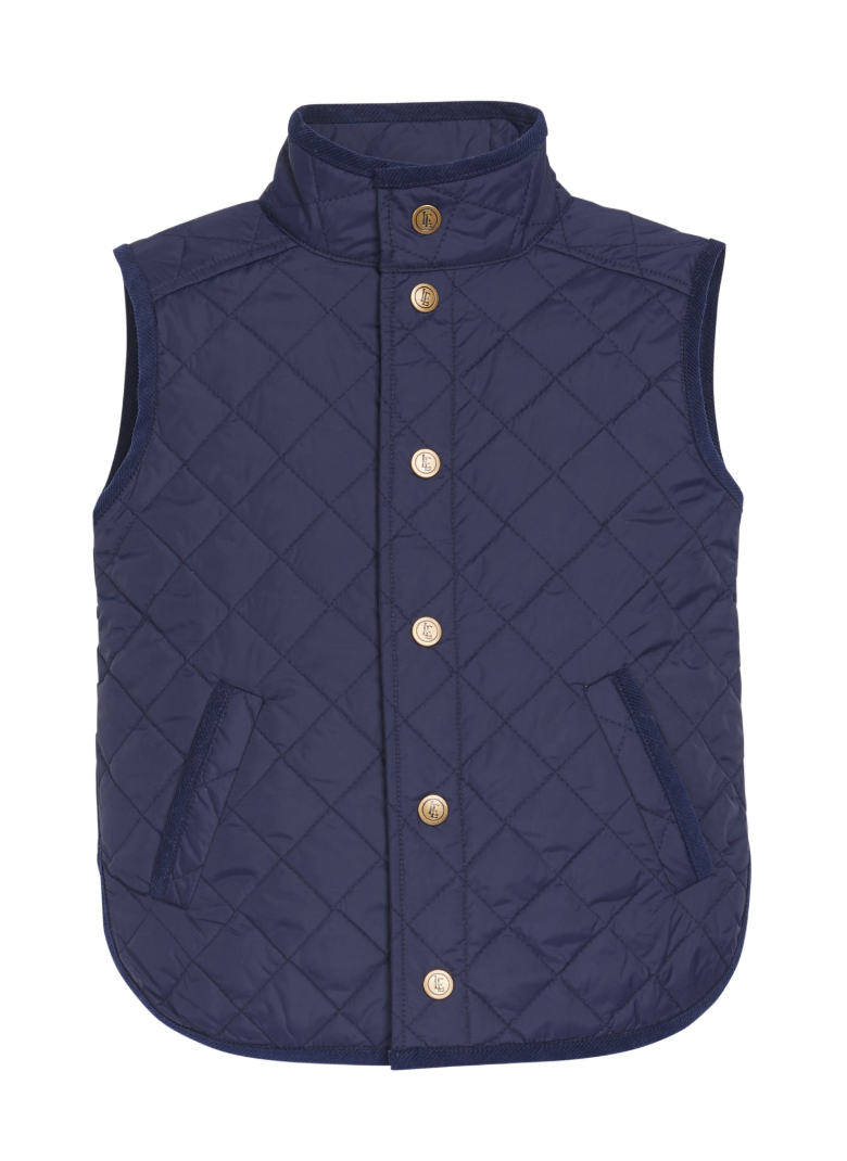 Little English Classic Quilted Vest- Navy