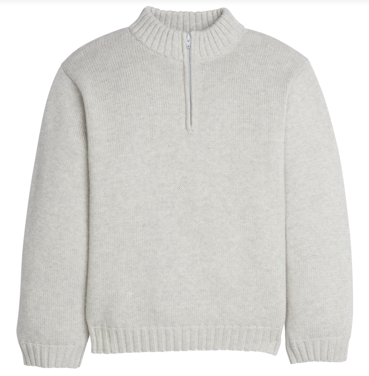 Little English Quarter Zip Sweater- Gray