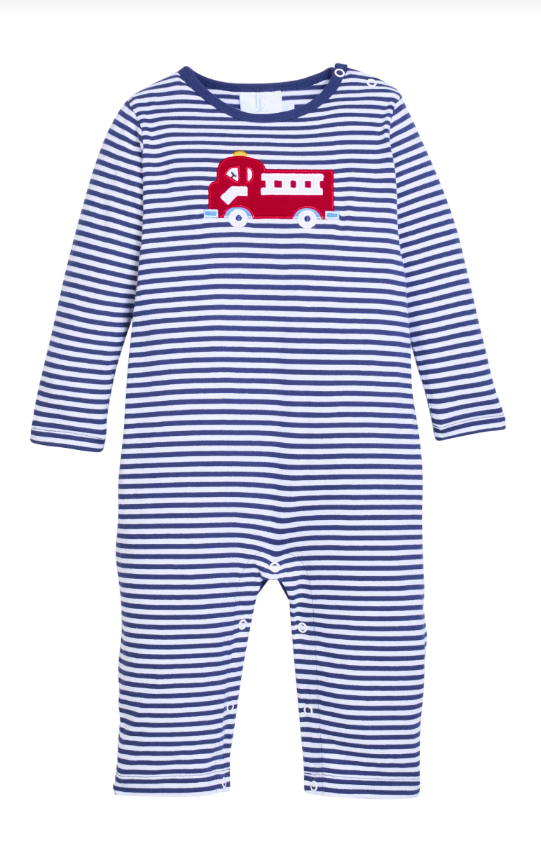 Little English Applique Romper - Fire Truck