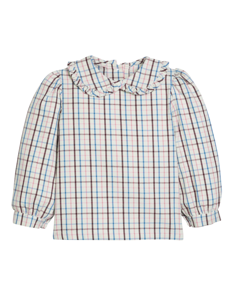 Little English Ruffled Peter Pan Blouse - Wilmington Plaid