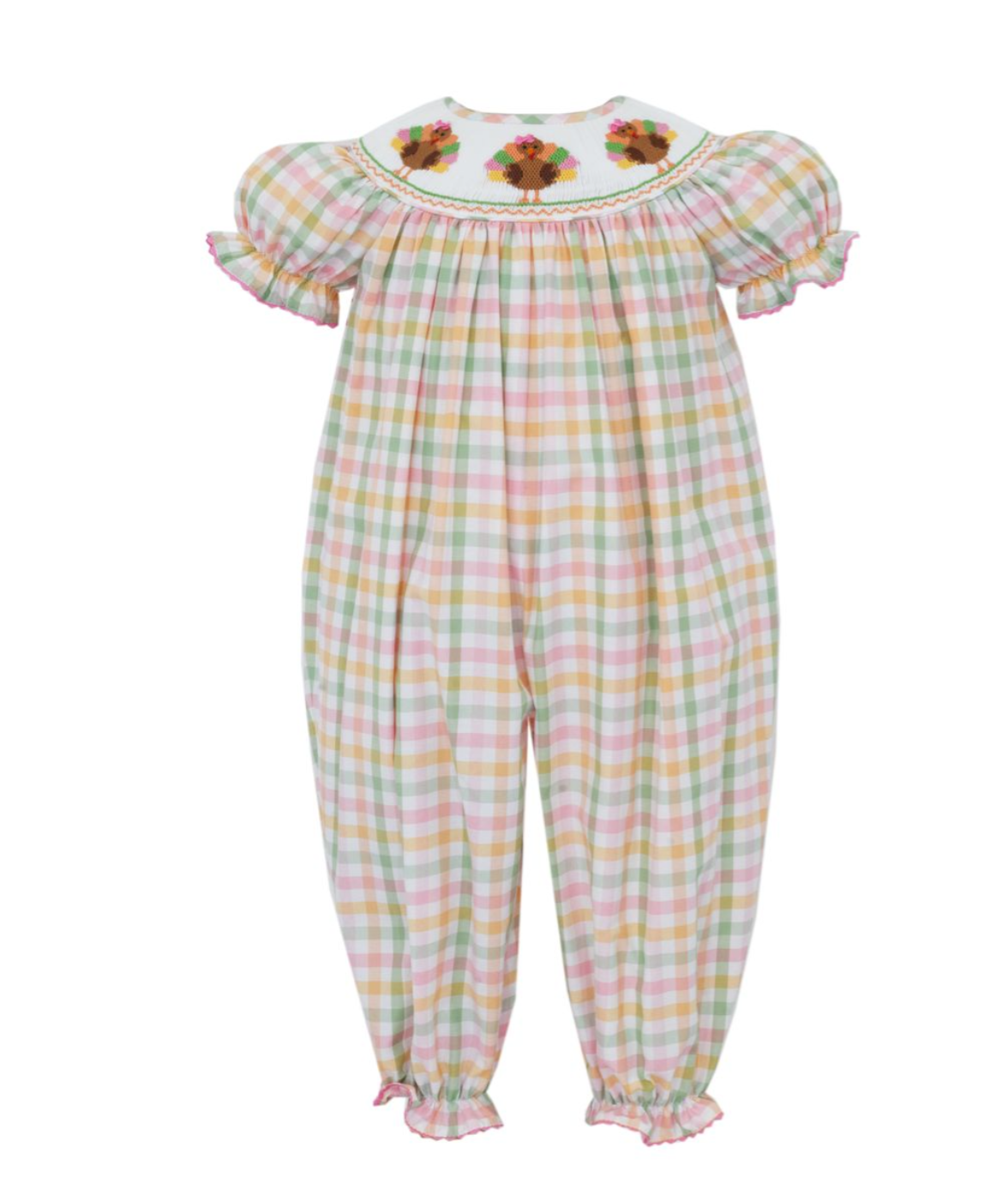 Anavini TURKEY GIRL´S - Pink multi color check long bishop bubble w/ insert S/S