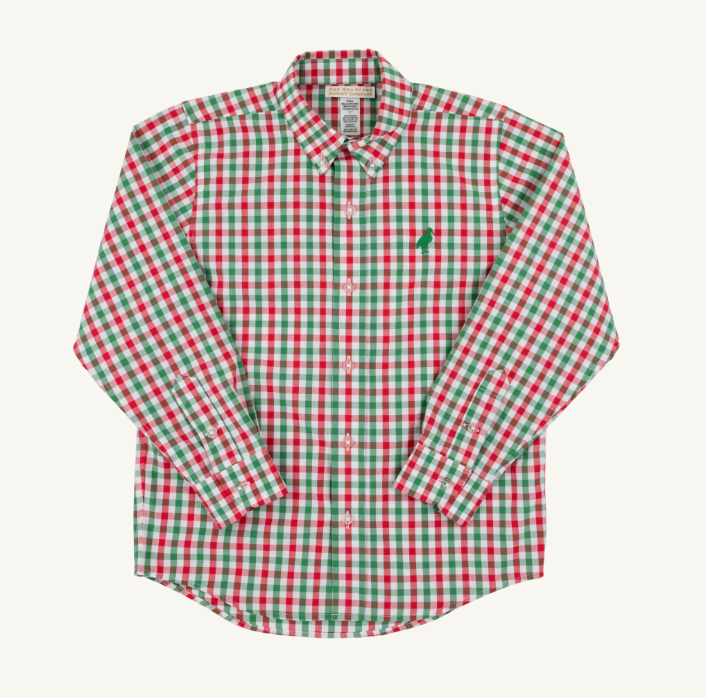 The Beaufort Bonnet Company Deans List Dress Shirt-Richmond Red and Kiawah Kelly Green Gingham/Kiawah Kelly Green