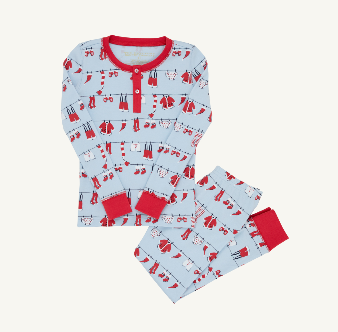 The Beaufort Bonnet Company Sutton's Sweet Dream Set- Santa's Laundry Line/Richmond Red