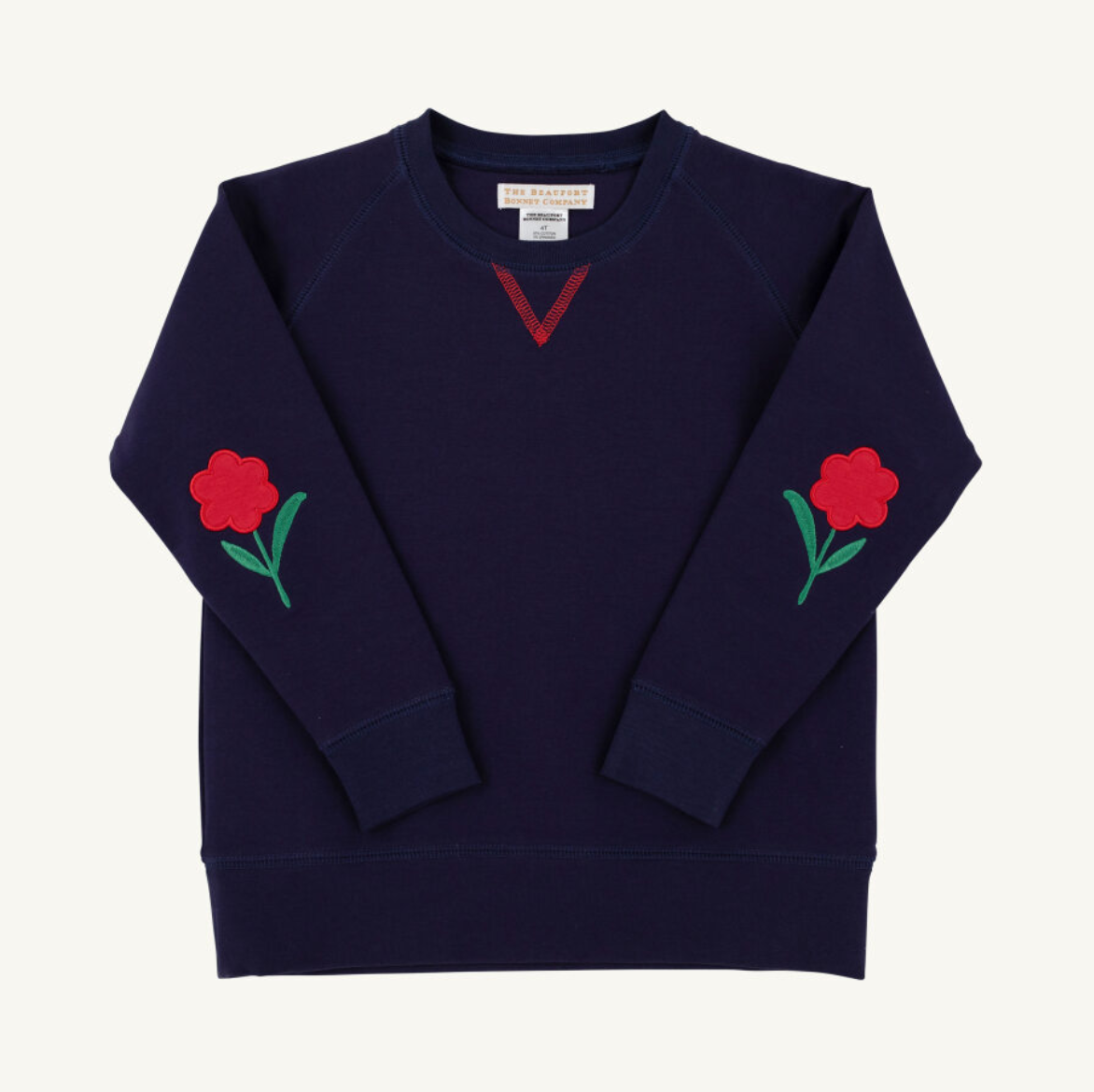 The Beaufort Bonnet Company Cassidy Comfy Crewneck - Girls - French Terry- Nantucket Navy/Flowers
