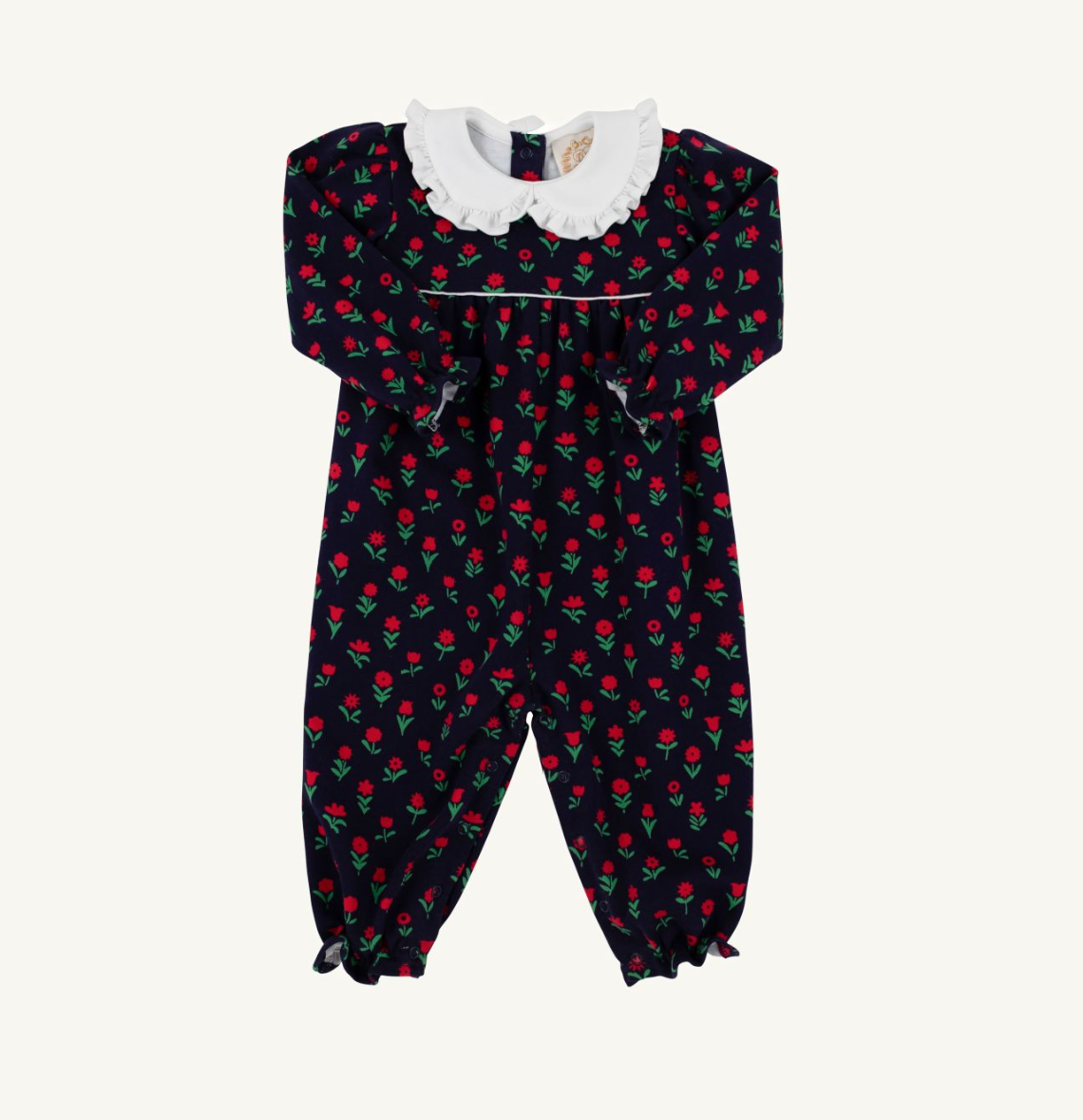 The Beaufort Bonnet Company Maude's Ruffle Romper-Prescott Farm Flowers/Worth Ave White