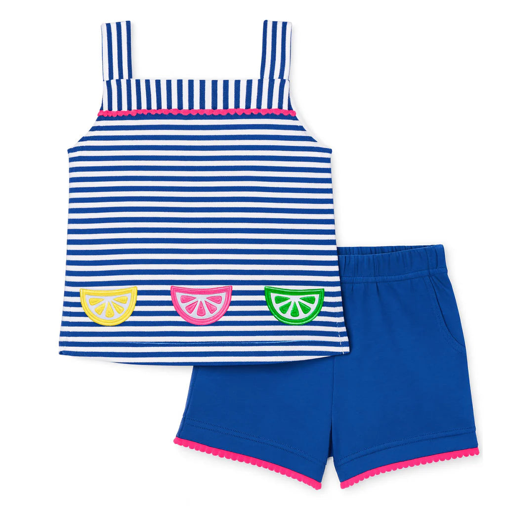 Florence Eiseman Stripe Knit Short Set With Fruit Slices