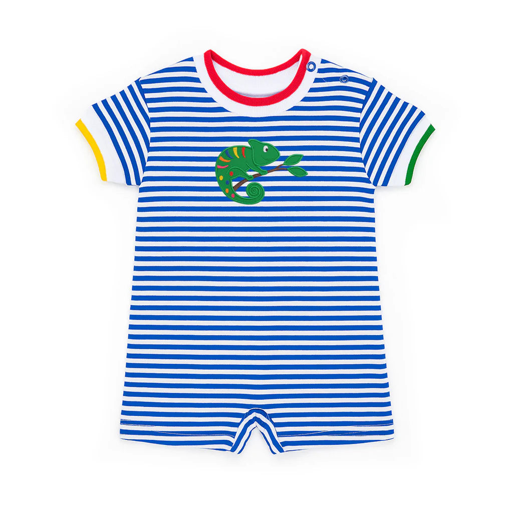 Florence Eiseman Stripe Knit Shortall With Lizard