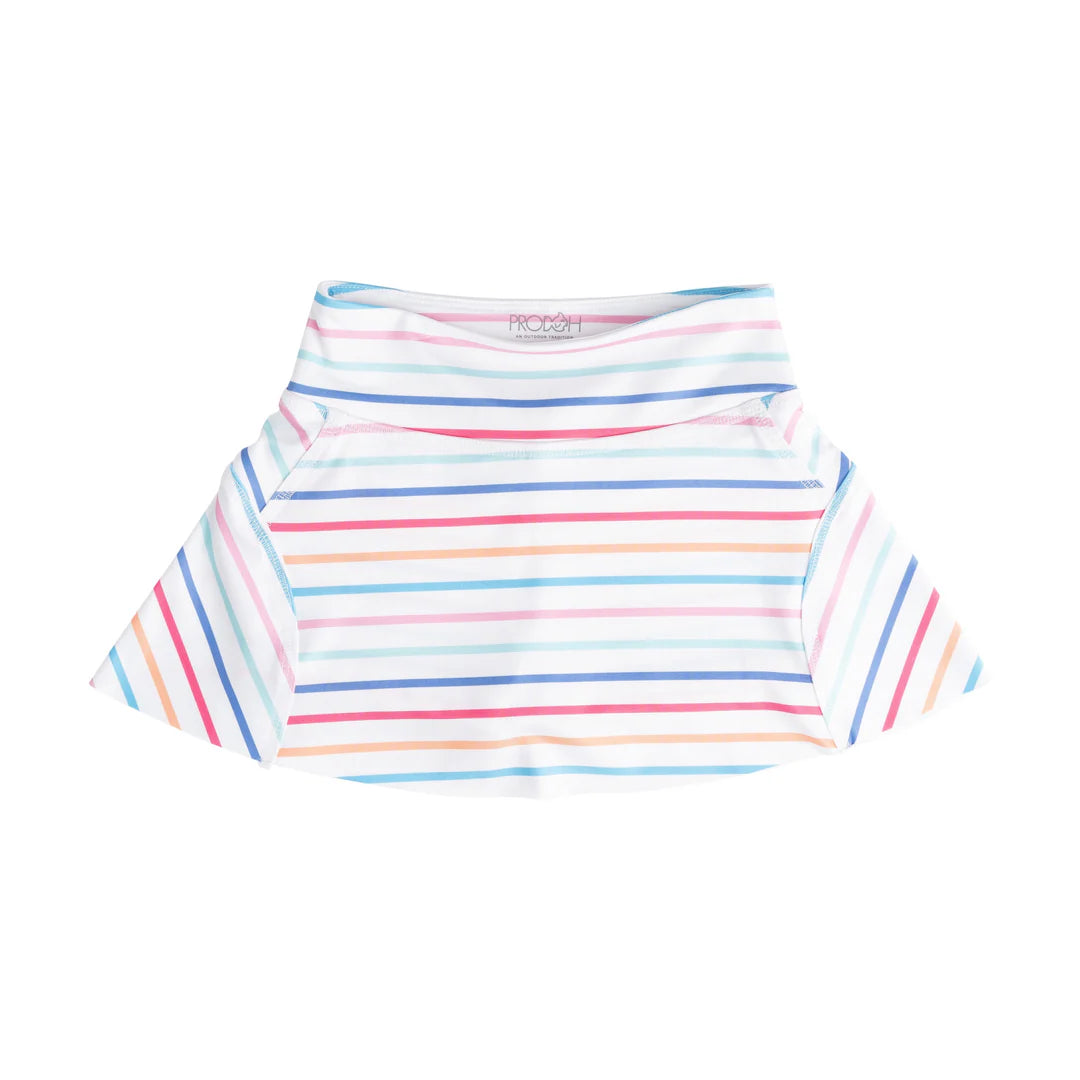 Prodoh Girls' Tennis Twirl Skort with Built-In Compression Shorts — Sun Kissed Stripe