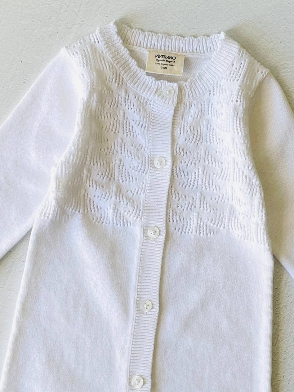 Dove White Delicate Pointelle Baby Jumpsuit (Organic)