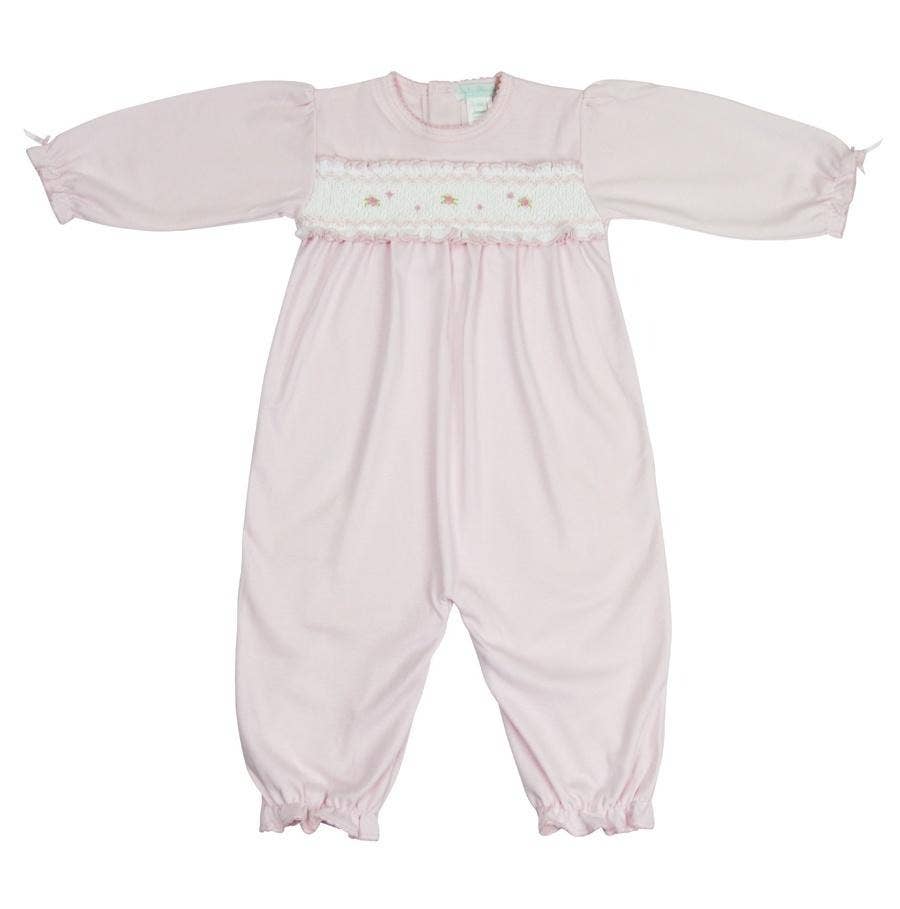 Pink Pima Baby Pima Cotton Smocked Converter Gown