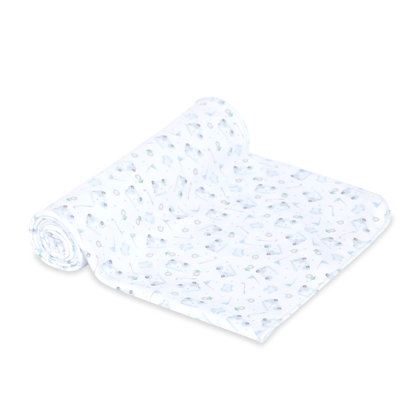Little Golfer Print Swaddle Blanket - Light Blue