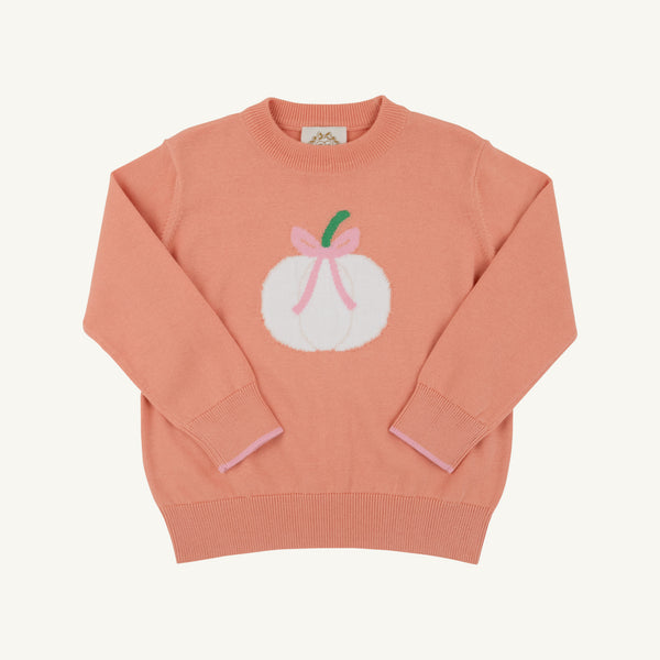 The Beaufort Bonnet Company Isabelle's Intarsia Sweater Seashore Sherbet & Sandpearl Pink with Pumpkin
