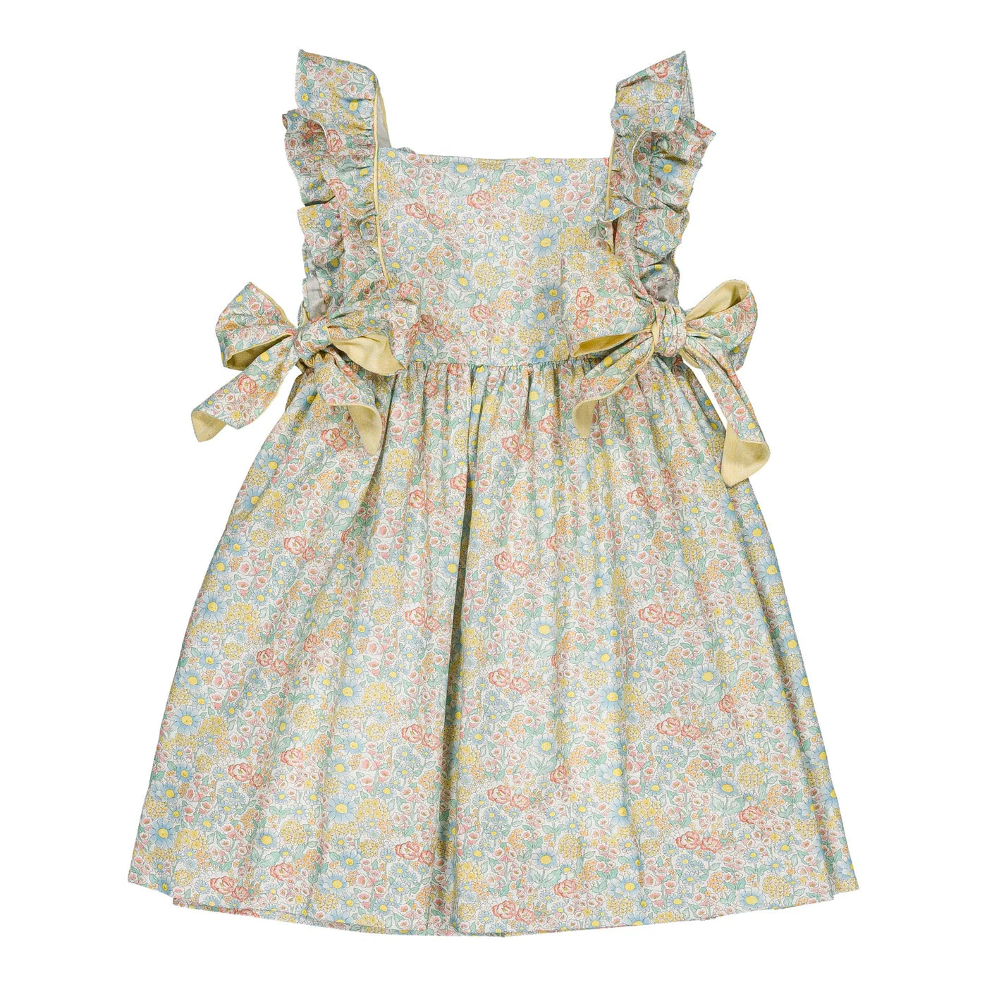 Kidiwi Kiara Dress- Coral Yellow Floral Print