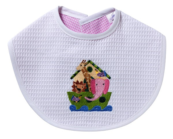 Jacaranda Living Pink Noah's Ark Waffle Bib