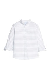 Little English Mandarin Collar Roll Sleeve Shirt Savannah Stripe