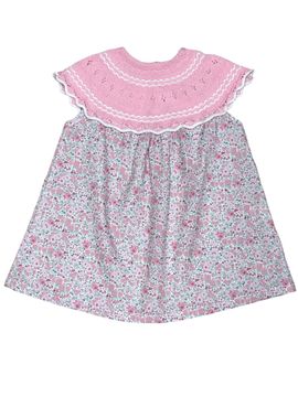 Pink Floral Dress with Pink Knit