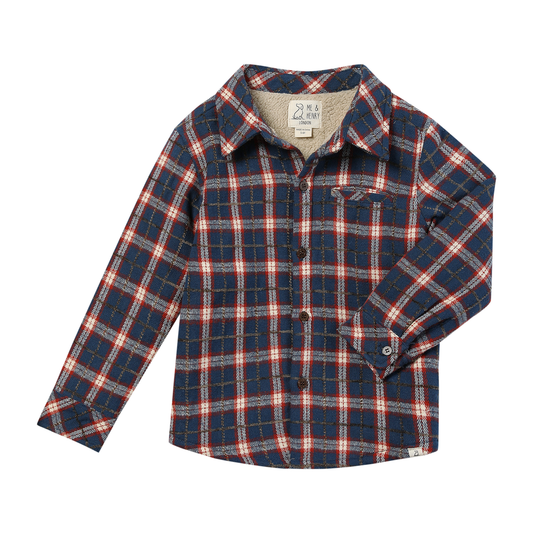 Adventurer Sherpa Lined Shacket- Blue/Rust