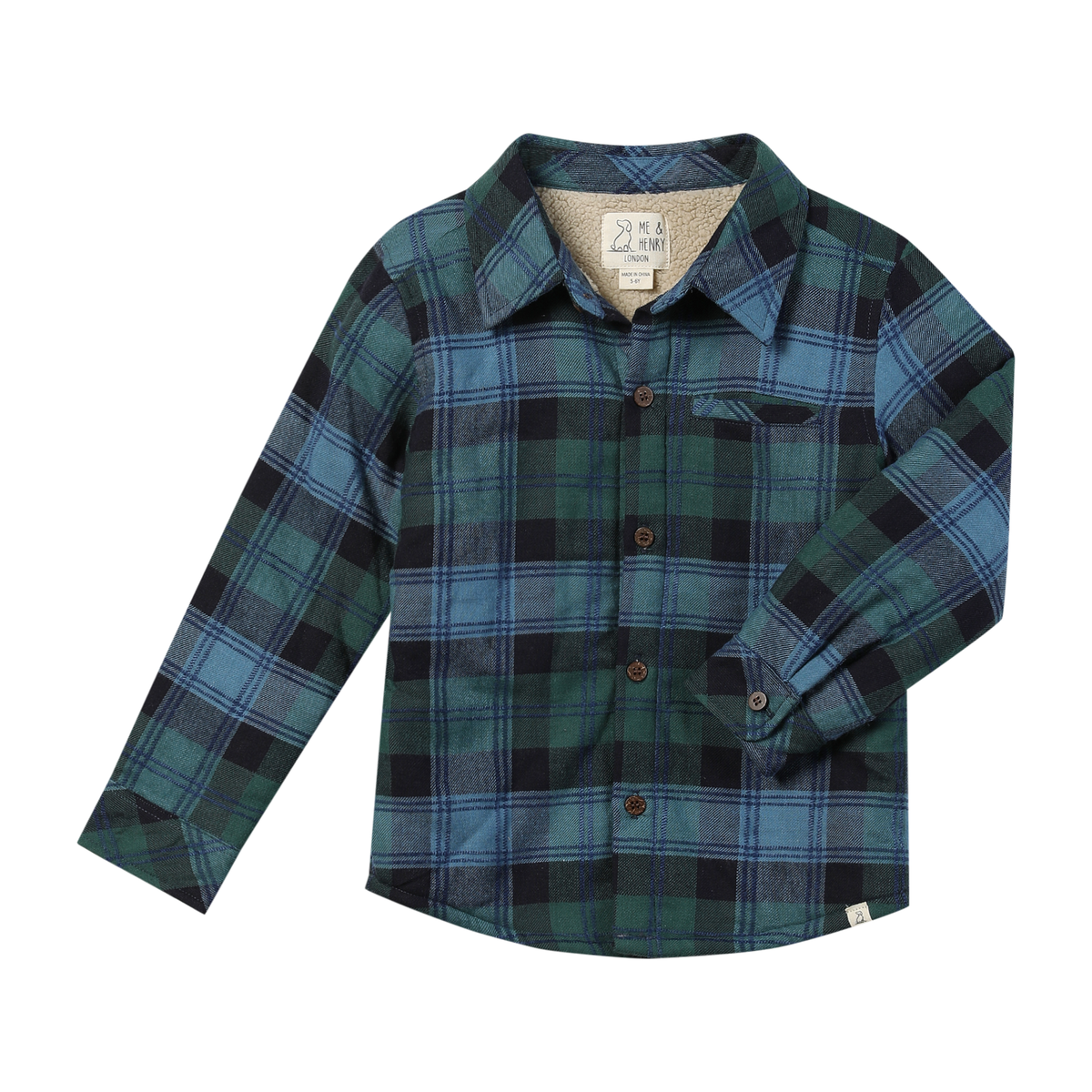 Adventurer Sherpa Lined Shacket- Navy/Blue/Green Plaid