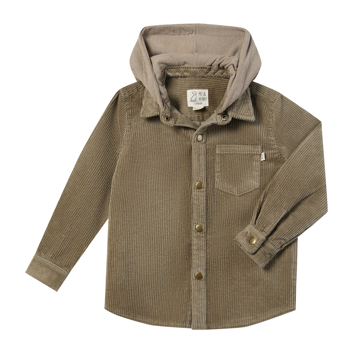 Erin Hooded Shirt-Beige Cord