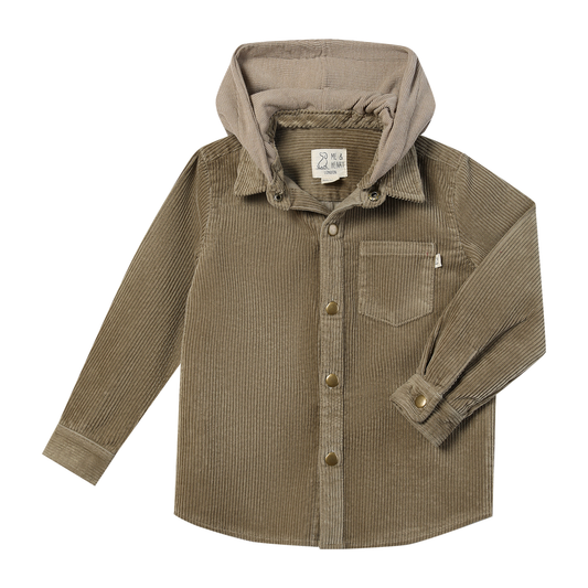 Erin Hooded Shirt-Beige Cord