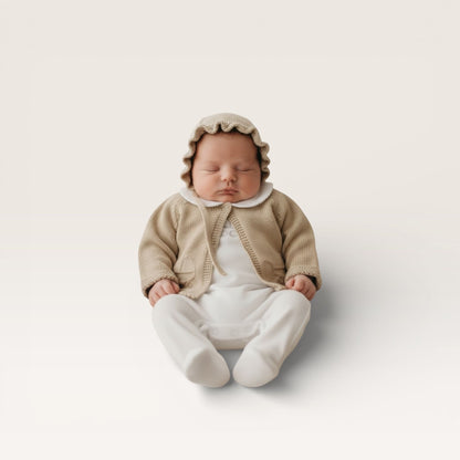 Mi Lucero Pima Footie with Pram Embroidery and Cardigan Set