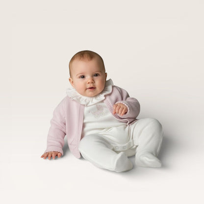 Mi Lucero Pima Footie with Pram Embroidery and Cardigan Set