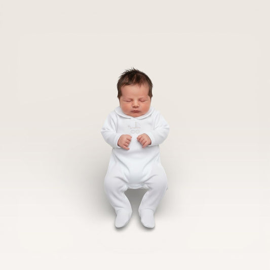 Mi Lucero Pima Footie with Pram Embroidery and Cardigan Set