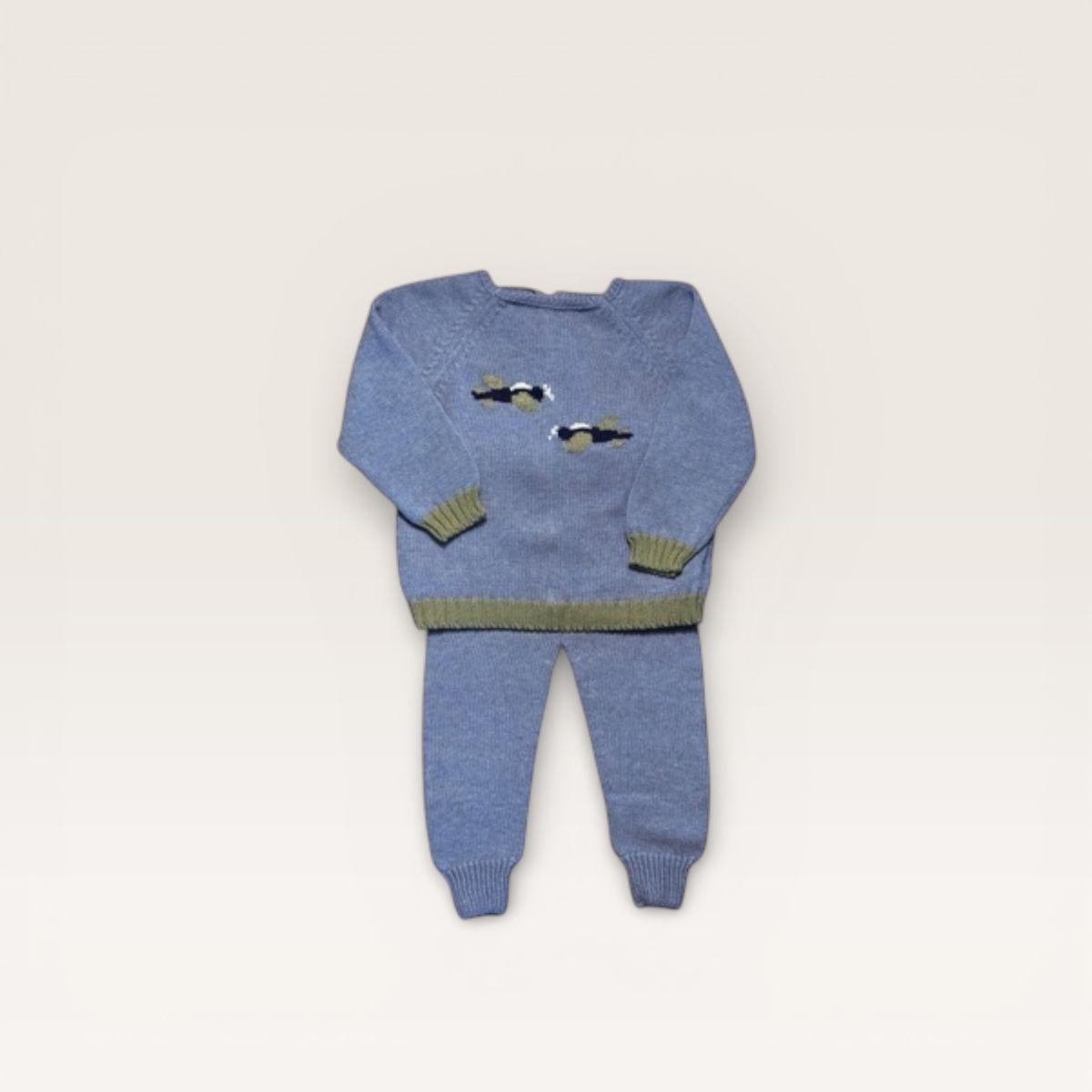 Mi Lucero Airplane embroidered Pima onesie and Jogger Set