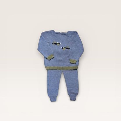 Mi Lucero Airplane embroidered Pima onesie and Jogger Set