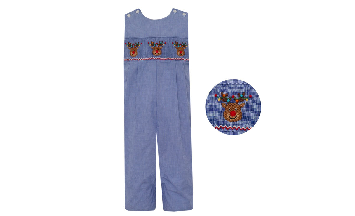 Anavini REINDERS FACE BOY´S - Royal blue microcheck boy's long jon jon