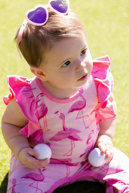 Sleeveless Ruffle Romper_Pink Flamingos